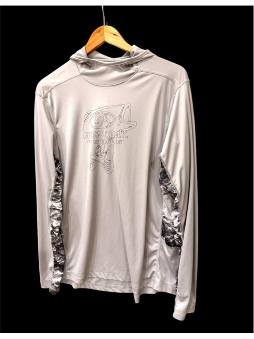 Men's Paramount Gray & Black Fishing Hoodie L mossy oak